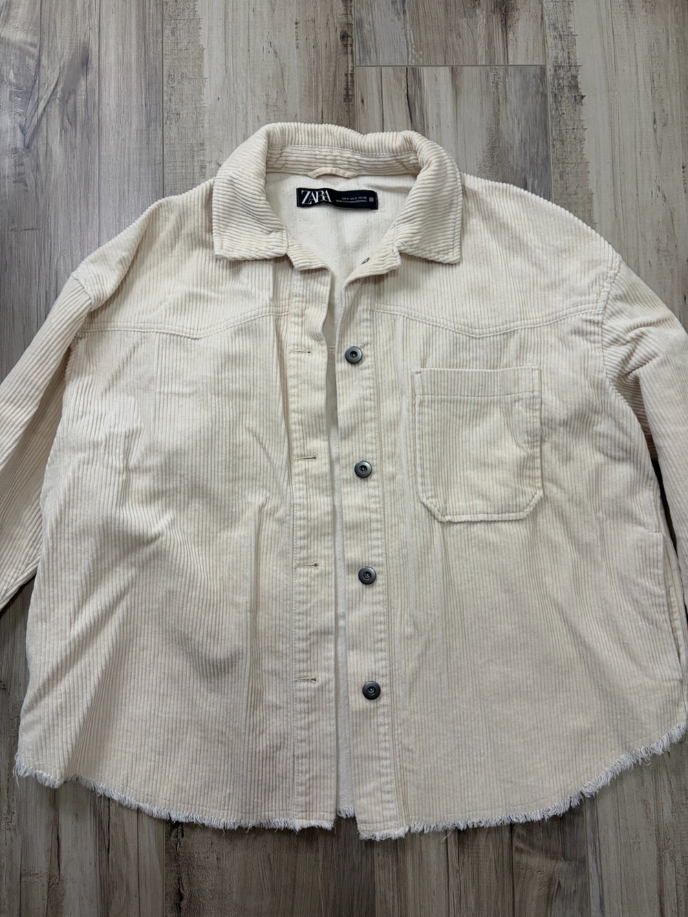 Zara Cream Corduroy Shirt Jacket